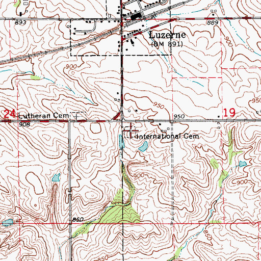 Topographic Map of Luzerne, IA