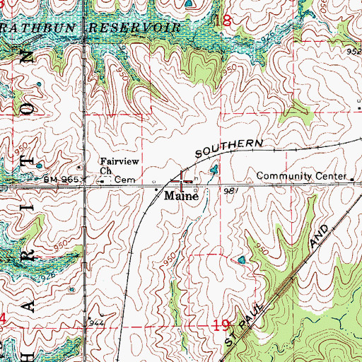 Topographic Map of Maine, IA