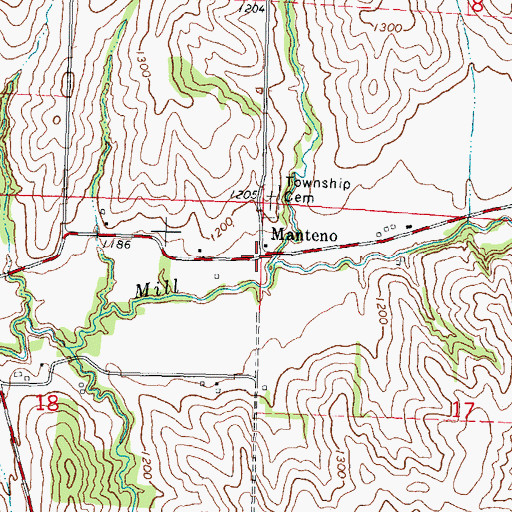 Topographic Map of Manteno, IA