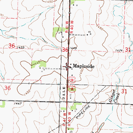 Topographic Map of Mapleside, IA