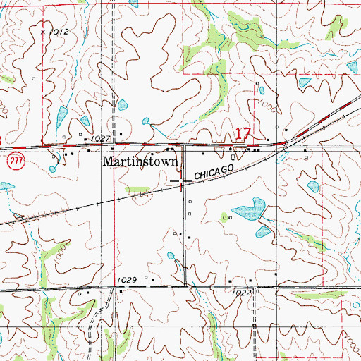 Topographic Map of Martinstown, IA