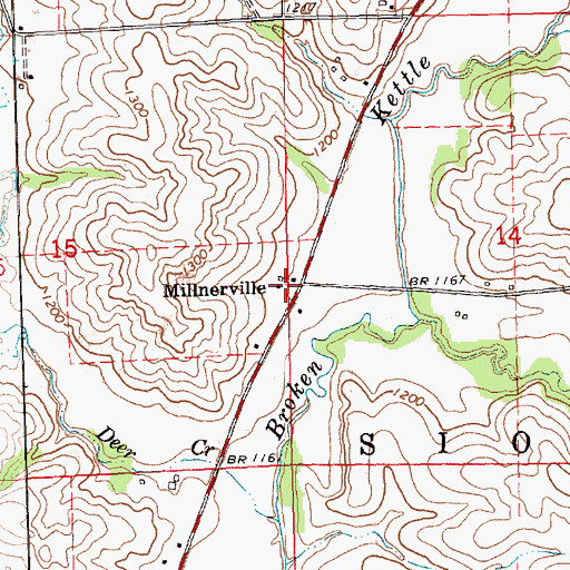 Topographic Map of Millnerville, IA