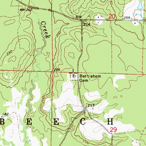 Topographic Map of Bethlehem Cemetery, AR