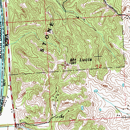 Topographic Map of Mount Lucia, IA