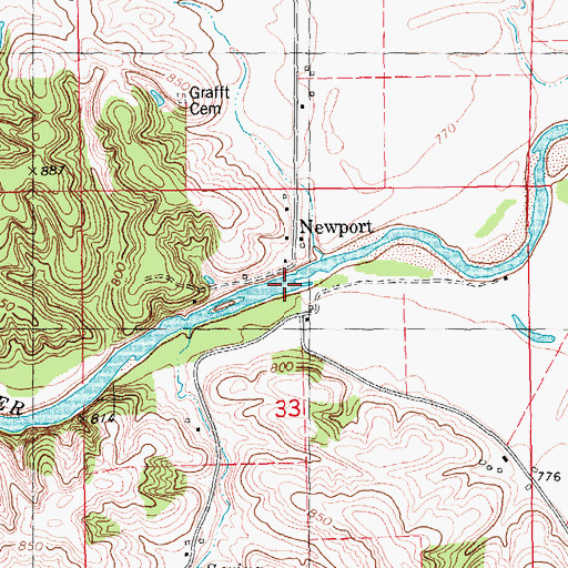 Topographic Map of Newport, IA