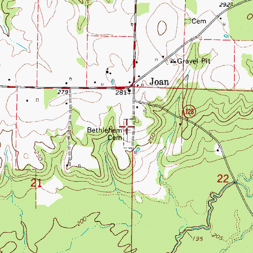 Topographic Map of Bethlehem Cemetery, AR