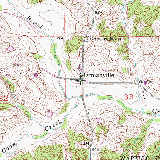 Topographic Map of Ormanville, IA