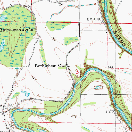 Topographic Map of Bethlehem Church, AR