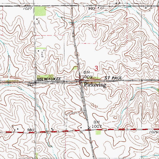 Topographic Map of Pickering, IA