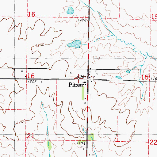 Topographic Map of Pitzer, IA