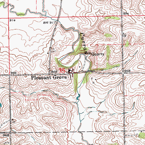 Topographic Map of Pleasant Grove, IA