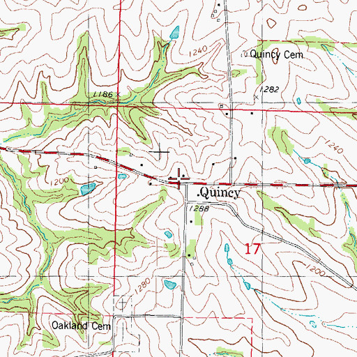 Topographic Map of Quincy, IA