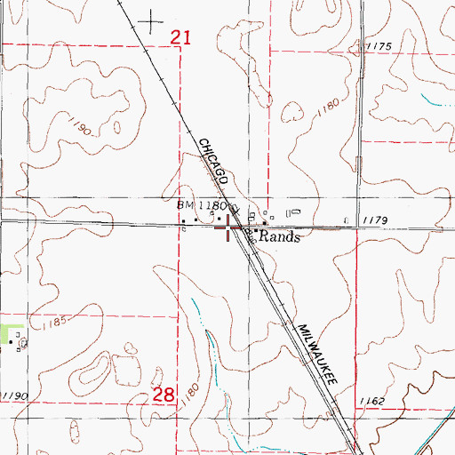 Topographic Map of Rands, IA