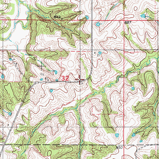 Topographic Map of Rexfield, IA