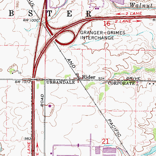 Topographic Map of Rider, IA