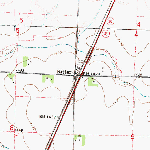 Topographic Map of Ritter, IA