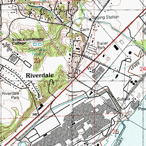 Topographic Map of Riverdale, IA