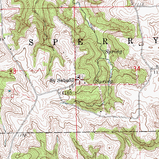 Topographic Map of Saint Sebald, IA