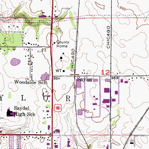 Topographic Map of Saylor, IA