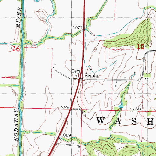 Topographic Map of Sciola, IA