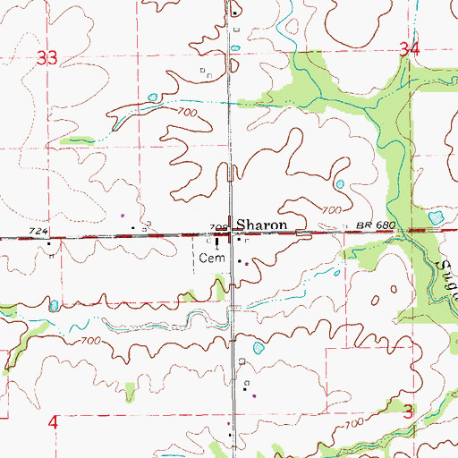 Topographic Map of Sharon, IA