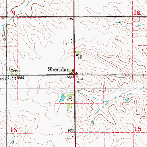 Topographic Map of Sheridan, IA