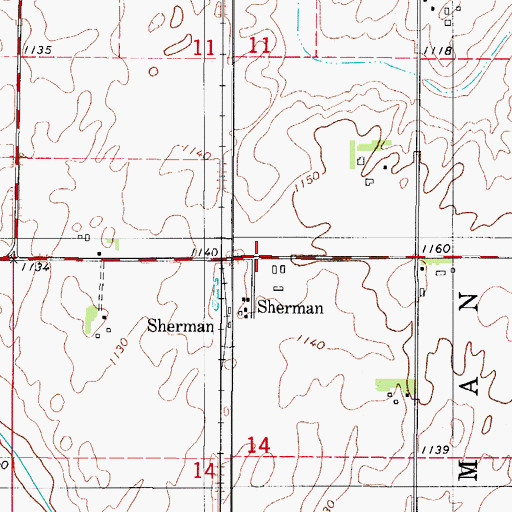 Topographic Map of Sherman, IA