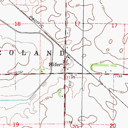 Topographic Map of Slifer, IA