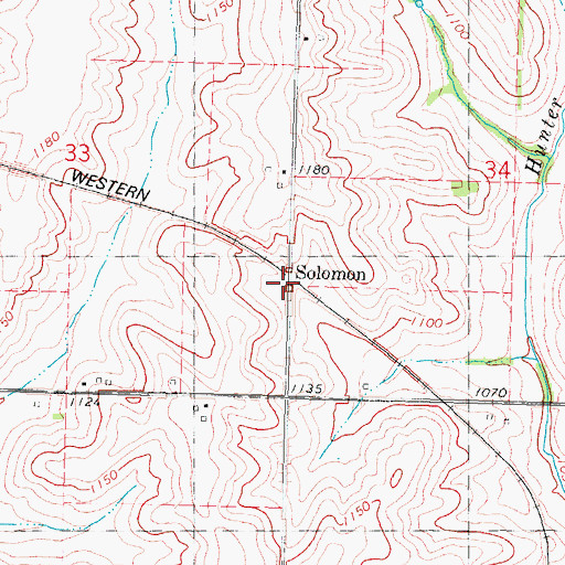 Topographic Map of Solomon, IA