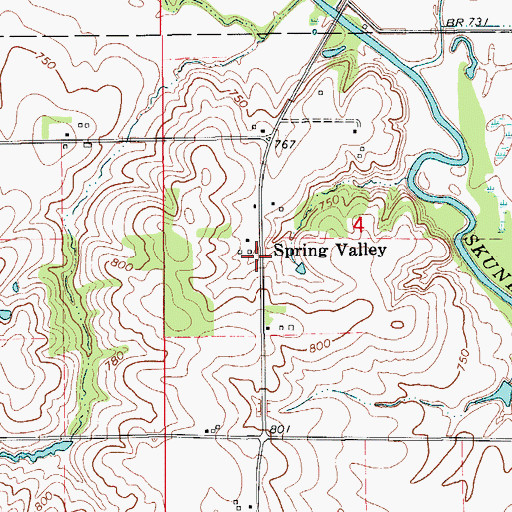 Topographic Map of Spring Valley, IA