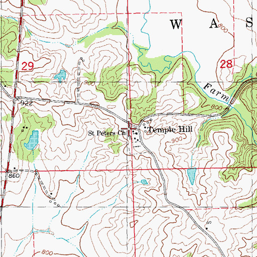 Topographic Map of Temple Hill, IA