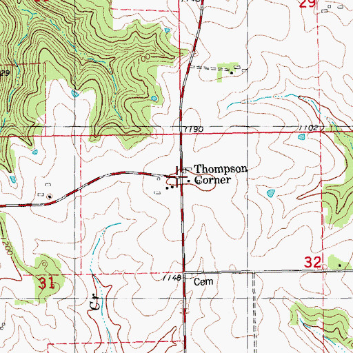 Topographic Map of Thompson Corner, IA