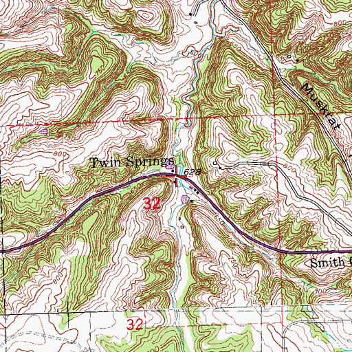 Topographic Map of Twin Springs, IA