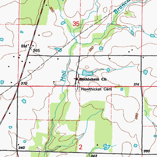 Topographic Map of Bethlehem Church, AR