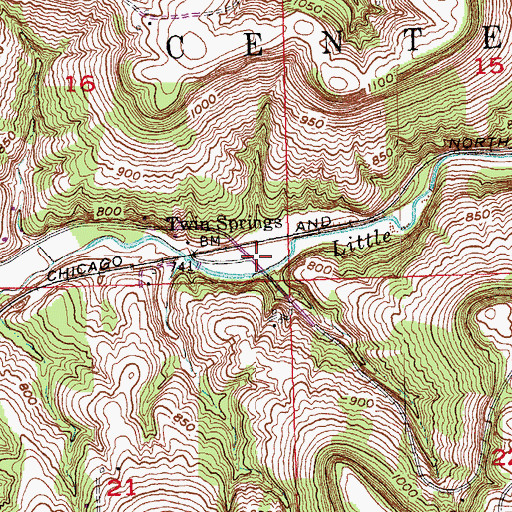 Topographic Map of Twin Springs, IA
