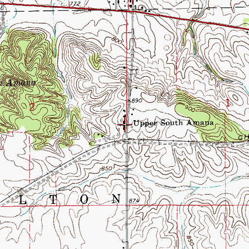 Topographic Map of Upper South Amana, IA