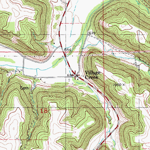 Topographic Map of Village Creek, IA