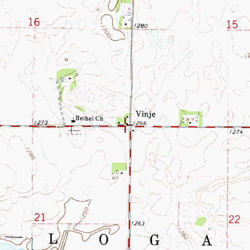 Topographic Map of Vinje, IA