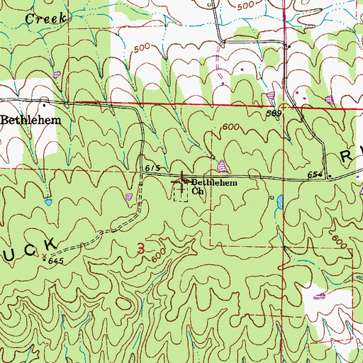 Topographic Map of Bethlehem Church, AR