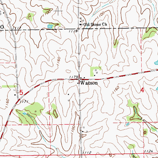 Topographic Map of Watson, IA