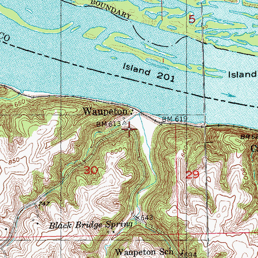 Topographic Map of Waupeton, IA