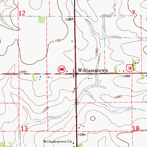 Topographic Map of Williamstown, IA