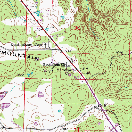 Topographic Map of Bethlehem Church, AR
