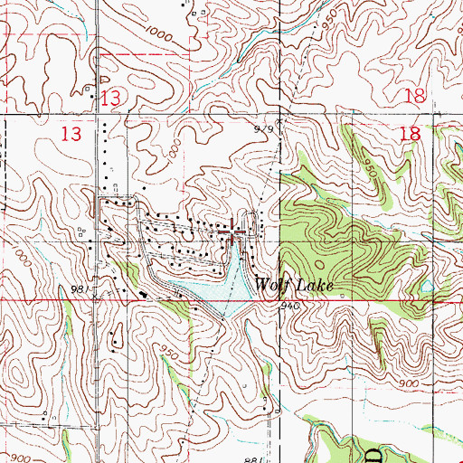 Topographic Map of Wolf Lake Addition, IA