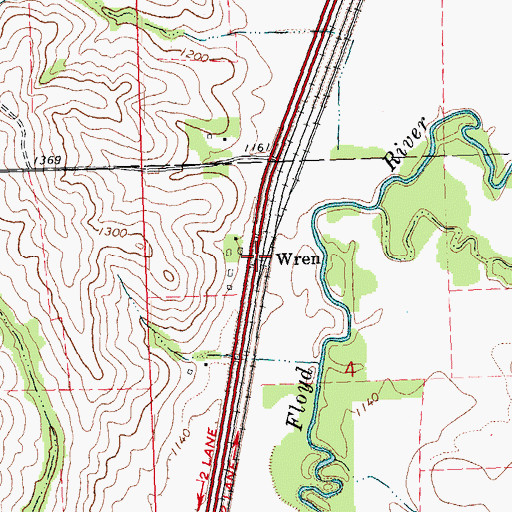 Topographic Map of Wren, IA