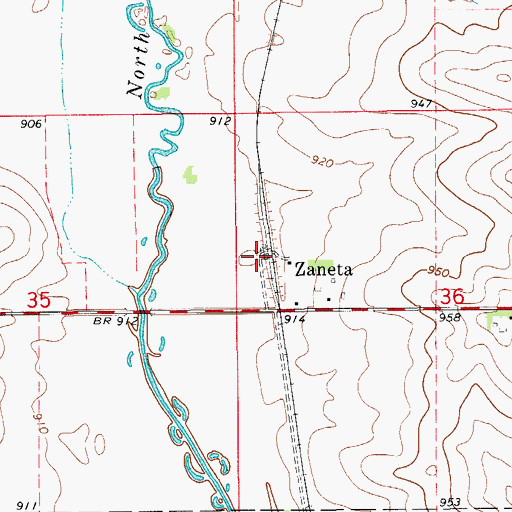Topographic Map of Zaneta, IA