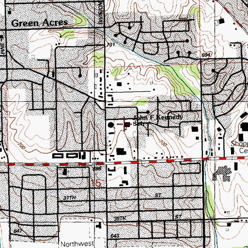 Topographic Map of John F. Kennedy Catholic School, IA