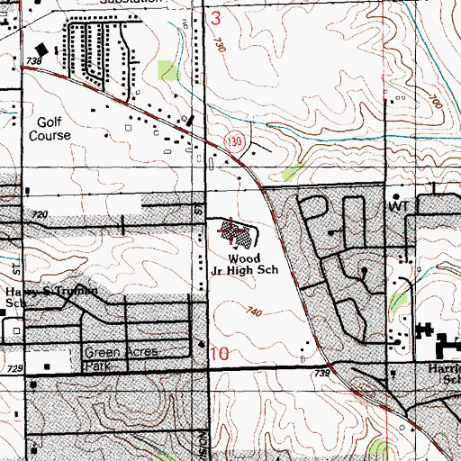 Topographic Map of Wood Intermediate School, IA