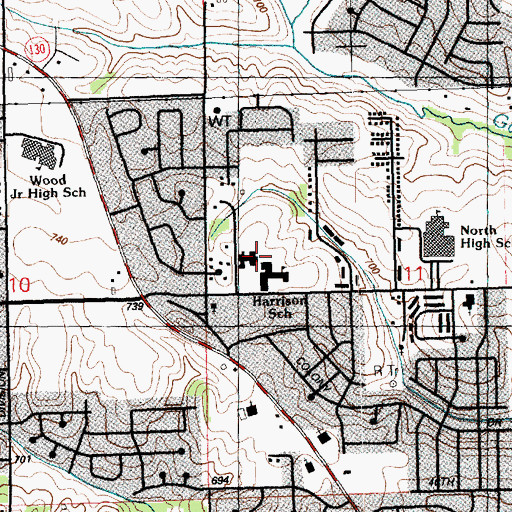 Topographic Map of Davenport Lutheran Home, IA