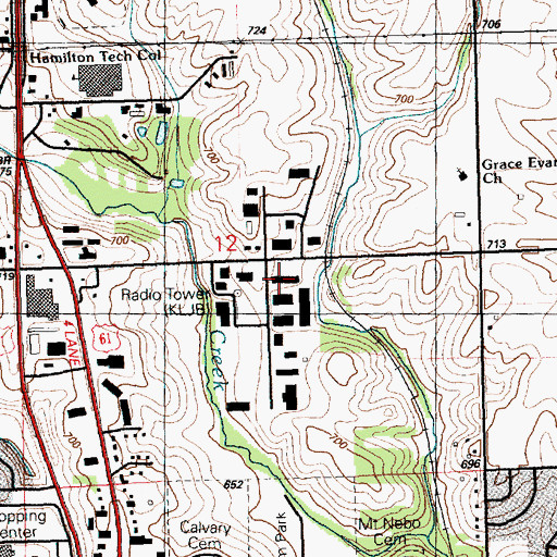 Topographic Map of Hamilton Technical College, IA